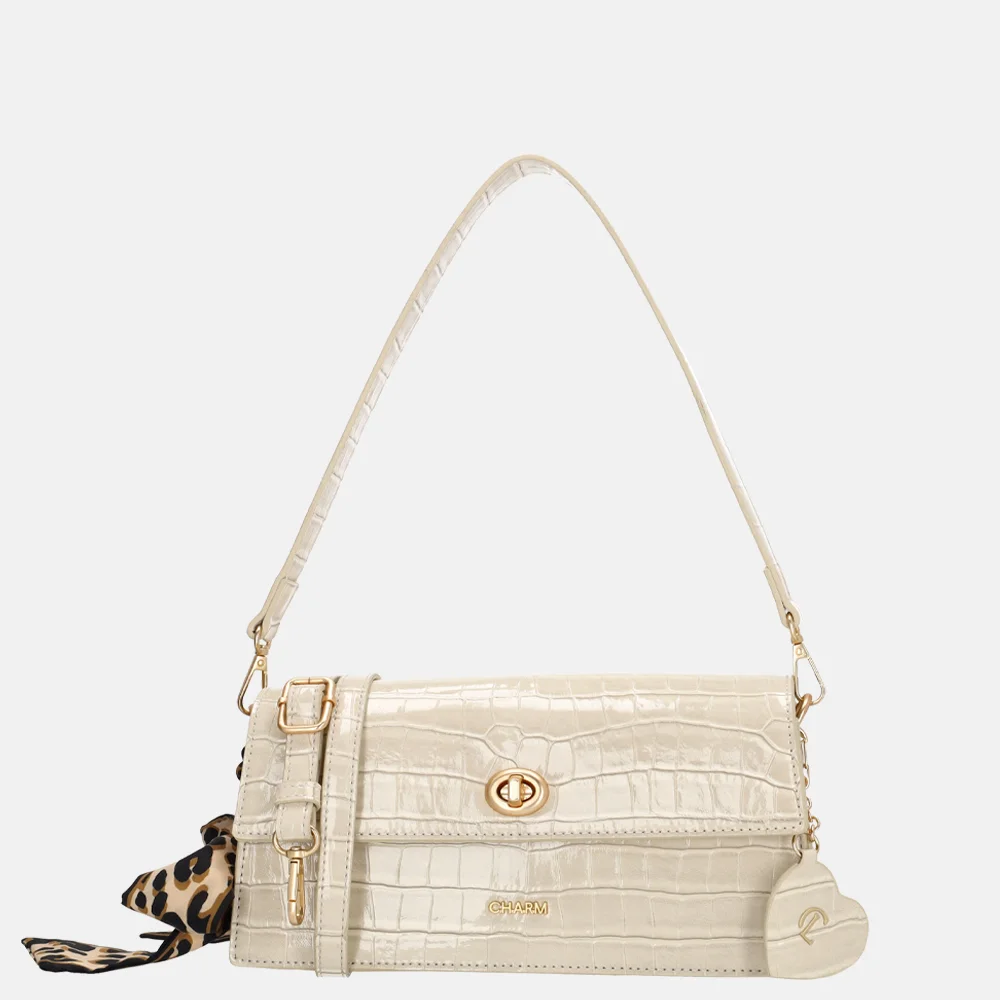 Charm London Knightsbridge schoudertas croco lak beige